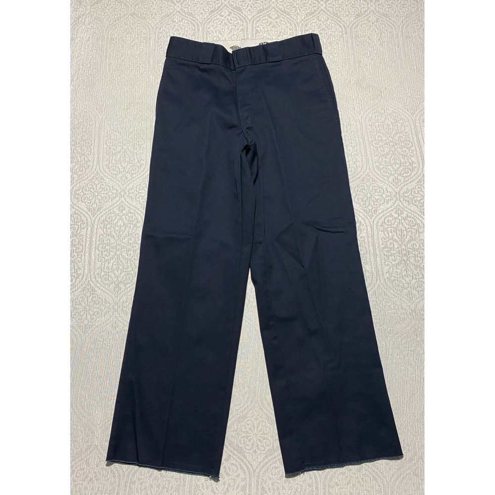 Dickies 874 Original Fit Navy Blue Work Pants Mens 28x26 Raw Hem Skater Trousers
